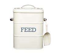 Kitchencraft Living Nostalgia Boîte à Aliments avec Cuillère en Métal, Motif "Feed", Crème