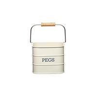 KitchenCraft Living Nostalgia Hanging Metal Peg Tin - Antique Cream