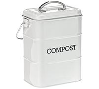 KitchenCraft Living Nostalgia Metal Kitchen Compost Bin, French Grey, 16.5 x 12 x 24 cm