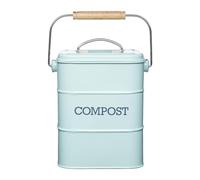 KitchenCraft Living Nostalgia Metal Kitchen Compost Bin, Vintage Blue, 16.5 x 12 x 24 cm
