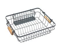 Kitchencraft Living Nostalgia Porte-Vaisselle en Fil Métallique avec Égouttoir à Couverts, Métal, Gris, 36 X 12 X 47 cm