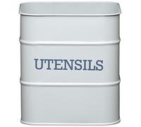 KitchenCraft Living Nostalgia Küchenutensilienhalter aus Metall, Aufbewahrungsbehälter für Holzlöffel, Besteck und Koch-/Backwerkzeug, 15 x 16 cm - French Grey