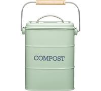 KitchenCraft Living Nostalgie Bac à compost de cuisine en métal, vert sauge