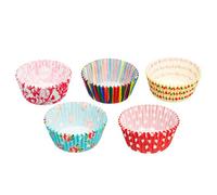 KitchenCraft Lot de 25 moules à cupcakes, imprimés floraux / rayés assortis, papier, multicolore, 7cm