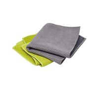 KitchenCraft Lot de 3 Torchons de Cuisine Microfibres 2 en 1, 30 x 30 cm - Couleur Vert et Gris
