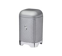 KitchenCraft Lovelllo Boîte à Sucre en INOX, Couvercle Refermable, Effet Relief, Collection, 11 x 19 cm - Gris Argent