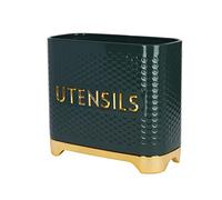 Lovello KitchenCraft Porte-ustensiles de cuisine texturé 19 x 9 x 18 cm - Vert chasseur & doré