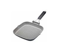MasterClass Poêle à Griller Antiadhésive avec Poignée Rabattable, 24 cm, Fonte d'Aluminium, Noir