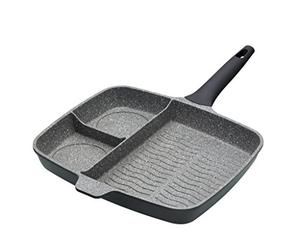 KitchenCraft MasterClass - Poêle à Frire Antiadhésive Compartimentée en Fonte d'Aluminium, 32 cm
