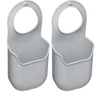 KitchenCraft MasterClass - Porte-Éponge en Silicone, avec Anse pour Accrocher au Robinet, Gris, 4 x 10 x 19,5 cm (Lot de 2)