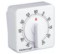 KitchenCraft Minuteur de cuisine à remontoir, 6 minutes, blanc