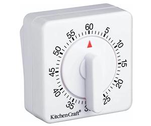 KitchenCraft Minuteur de cuisine à remontoir, 6 minutes, blanc