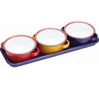 KitchenCraft World of Flavours - Plateau de Service en Émail avec Bols à Tapas, 11 cm, Multicolore, Lot de 3, Coffret Cadeau