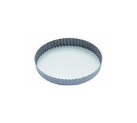 KC BLUE KitchenCraft Non-Stick Round Fluted Flan Tin/Quiche Pan with Loose Base, 25 cm (10")