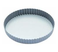 KC BLUE KitchenCraft Non-Stick Round Fluted Flan Tin/Quiche Pan with Loose Base, 25 cm (10")