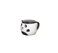 KitchenCraft Mug Panda en céramique peinte avec couvercle, 55 ml (19.5 fl oz) - Noir / Blanc