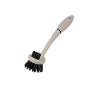 KitchenCraft Natural Elements - Brosse à Vaisselle Ronde, Éco-Responsable, Plastique Recyclé et Poils en Paille Anti-Rayure, Design 2-en-1, Gris, 29 cm