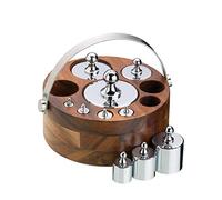 KitchenCraft Natural Elements Polished Metal Kitchen Scale Weights with Wooden Holder (Set of 10) - Metric