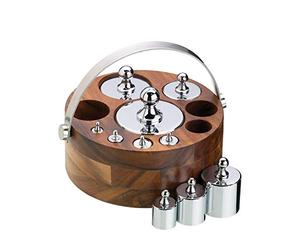 KitchenCraft Natural Elements Polished Metal Kitchen Scale Weights with Wooden Holder (Set of 10) - Metric