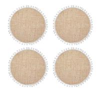 KitchenCraft Natural Elements - Sets de Table en Jute avec Pompons Blancs Décoratifs, 38 cm, Lot de 4