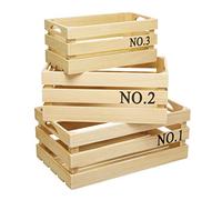 KitchenCraft Natural Elements Wooden Fruit Crates / Storage Baskets, Assorted Sizes (Set of 3)