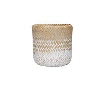 KitchenCraft - Pot de Fleurs en Bambou Tressé pour Petites Plantes d'Intérieurs, Blanc/Beige, 12 x 12 x 11,5 cm