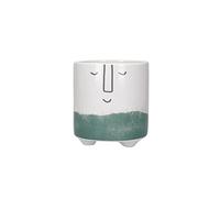 KitchenCraft - Pot de Fleurs pour Petites Plantes d'Intérieur, Dolomite, Motif Visage/Vert, 10 x 10 x 11 cm
