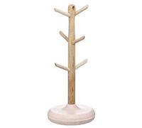 Kitchencraft Serenity Wooden Mug Tree, Mango Wood / Marble, Brown / Pink, 15 X 36 cm