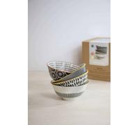 KitchenCraft Set de 4 Bols de Céréales de Céramique en Boîte de Cadeau, Bols pour glace, soupe et autres, Design "Monochrome" 15 cm, 240ml