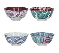 KitchenCraft Lot de 4 bols en grès émaillé exotiques 15,5 x 7,5 cm Coffret cadeau Bleu/vert/rose