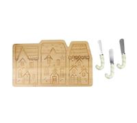 KitchenCraft Set de fromage en bambou Collection Casse-Noisette, 4 pièces, boîte cadeau, céramique, marron