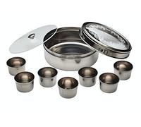 Kitchen World of Flavours Masala Dabba Spice Box Set de Rangement avec 7 Contenants et Double Couvercle