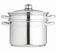 KitchenCraft - Pot À Pâtes World Of Flavours Avec Passoire Et Panier À Légumes Dans Une Boîte Cadeau, Résistant À L'Induction, Acier Inoxydable, 4 Litres