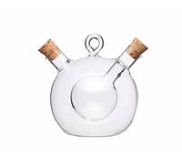 KitchenCraft World of Flavours Distributeur d'huile d'olive et bouteille de vinaigre 2-en-1 - Verre transparent, 8,5 x 12 x 1,5 cm