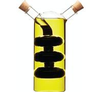 KitchenCraft World Of Flavours - Distributeur D'Huile Et De Vinaigre En Verre, Bouteille D'Huile Et De Vinaigre 2 En 1, Bouteille Cruche Avec Bouchon En Liège, Design En Cascade, 100 + 300 Ml