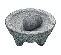 KitchenCraft World of Flavours - Ensemble Pilon Et Mortier Mexicain, Granit Naturel, 20 cm (8''), Gris