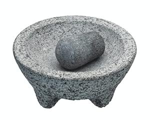 KitchenCraft World Of Flavours - Ensemble Pilon Et Mortier Mexicain, Granit Naturel, 20 cm (8''), Gris