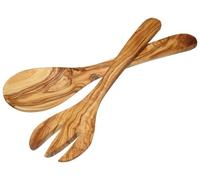 KitchenCraft World of Flavours - Lot de 2 Couverts à Salade en Bois d'Olivier, Fait Main, 29 cm