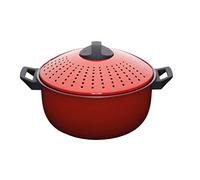 KitchenCraft World of Flavours - Marmite/Casserole/Pot à Pâtes avec Couvercle Passoire Verrouillable, 4 L, Rouge