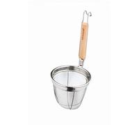 KitchenCraft World of Flavours Panier à nouilles avec poignée, acier inoxydable / eucalyptus, 14 x 16 x 34 cm