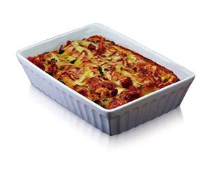 KitchenCraft World of Flavours - Plat de Cuisson / Service pour Lasagnes en Grès, 30 x 21 cm, Blanc