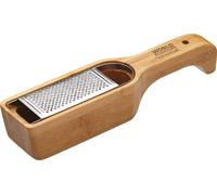 KitchenCraft : World of Flavours - Râpe à parmesan avec récipient et poignée, bambou/acier inoxydable, 27,5 x 6 x 5 cm