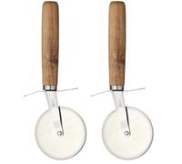 KitchenCraft World of Flavours - Roulette à Pizza avec Manche en Bois Sculpté à la Main, Bois d'Acacia/Acier Inoxydable, 19,5 cm (Lot de 2)