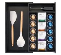 KitchenEdge Organiseur de tiroir de cuisine extensible de 25,4 à 43,2 cm, 10 compartiments de rangement, inserts muraux réglables, pieds antidérapants, finition noire de qualité alimentaire, 100 %