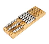 KitchenEdge Porte-Couteaux de Cuisine en Bambou Peut Contenir 5 Couteaux Longs + 6 Courts (Non Inclus) S’adapte à la Plupart des Tailles de Couteaux, Pieds en Caoutchouc, Bambou, Design Dans le Tiroir