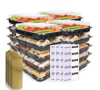 Kitchenella Lot de 40 plateaux à sandwich réutilisables avec couvercles en plastique pour collations, gâteaux, sushis, parfaits pour les fêtes et la préparation des repas 33,5 x 24 x 7 cm (40)