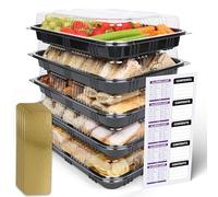 Kitchenella Lot de 5 plateaux réutilisables en plastique pour sandwichs avec couvercles pour goûter, gâteaux, sushis, parfaits pour les fêtes et la préparation des repas