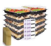 Kitchenella Plateaux à sandwich avec couvercles - Plateaux alimentaires réutilisables en plastique pour goûter, gâteaux, sushis - Allergie alimentaire et étiquettes de contenu inclus
