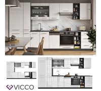 Kitchenette Bloc cuisine Cuisine intégrée Fame-Line anthracite blanc 355cm Vicco