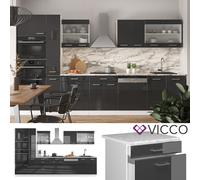 Kitchenette Bloc cuisine Cuisine intégrée R-Line 350 cm blanc anthracite Vicco